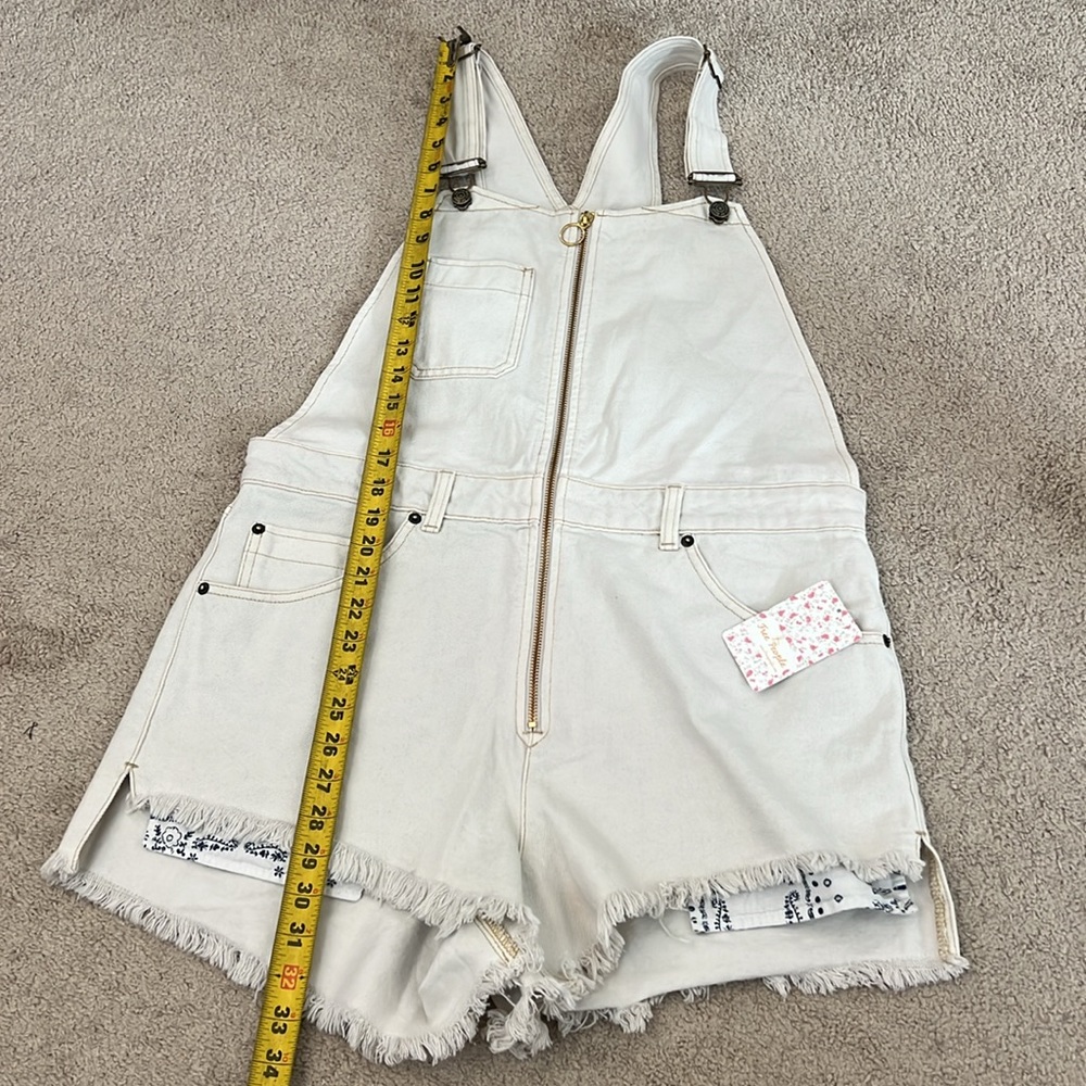 Free People Cream Denim Overalls - Picture 6 of 7